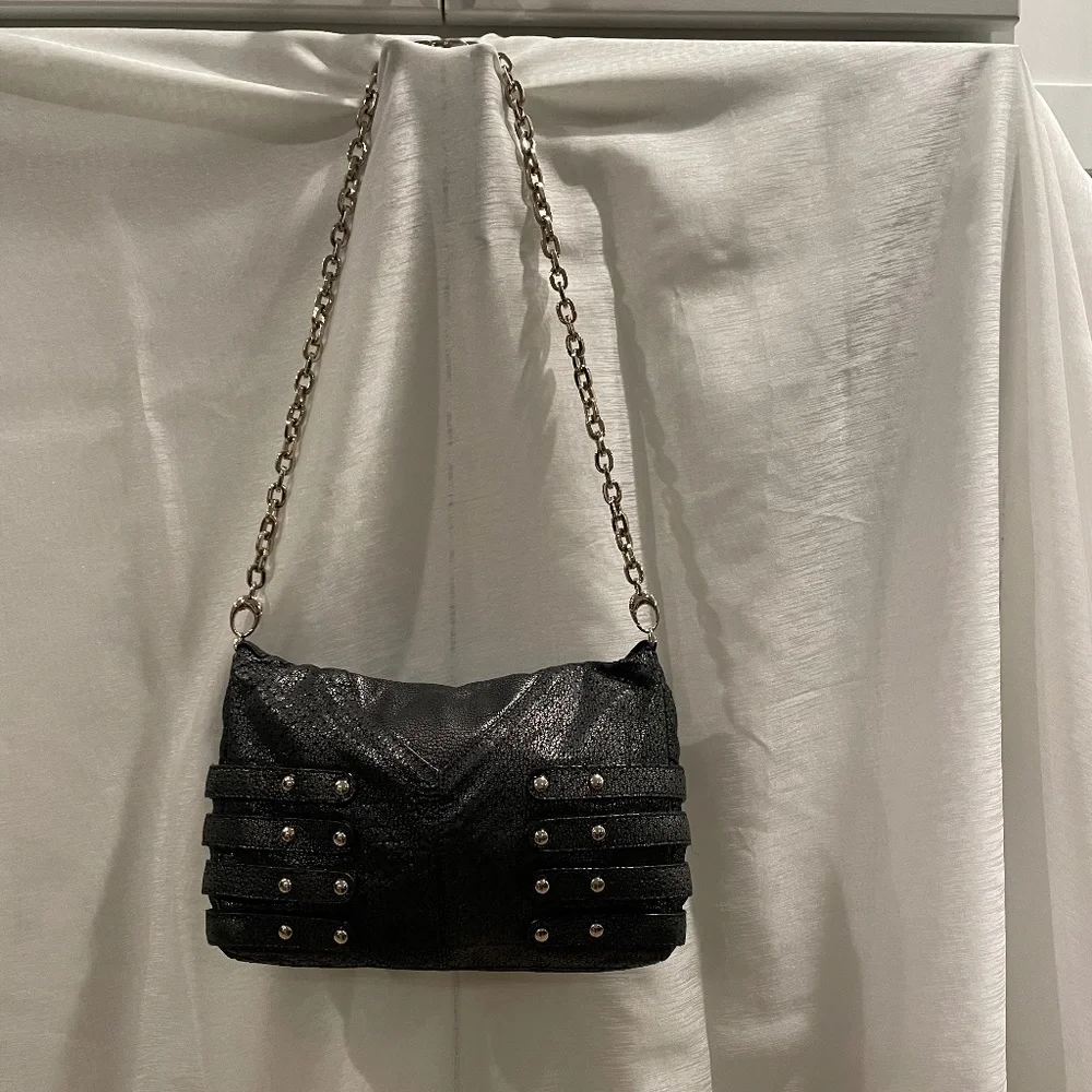 Jimmy Choo Small Blythe Black Leather Shoulder Bag - Picture 3 of 14